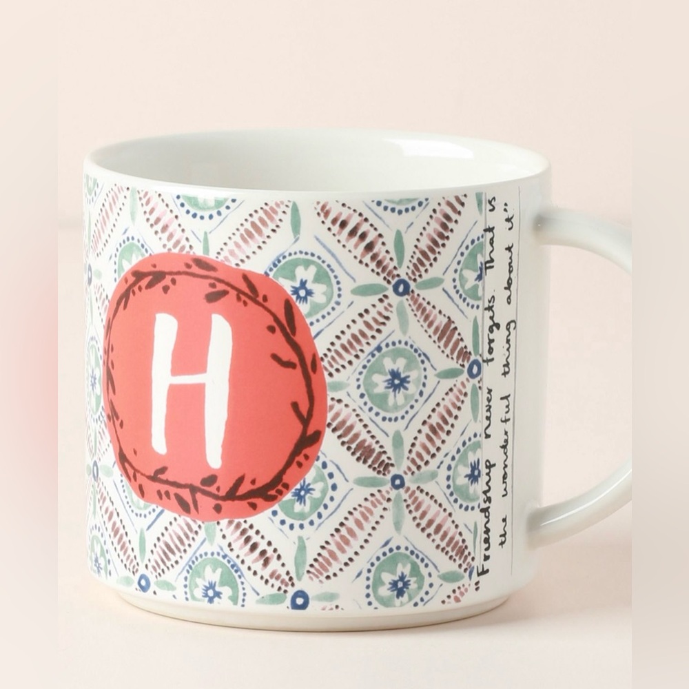 Anthropologie Jo Monogram H Mug